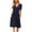 navy blue, variant on Pretty Comy Women's V-neck Short Sleeve Loose Pocket Solid Color  Mid Dress