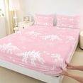 thumbnail image 5 of Erosebridal Cartoon Dinosaur Print Full Size Sheets for Kids, Pidnk White Bed Sheets, 4pcs (1 Flat Sheet, 1 Fitted Sheet and 2 Pillowcases), 5 of 6