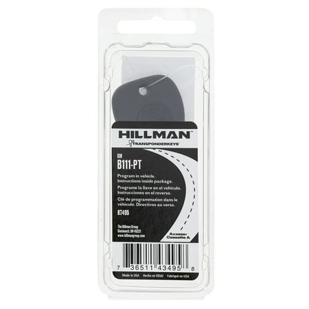 Hillman General Motors B-111pt Blank Transponder Key, Rubber Head, Nickel Plated