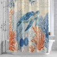 thumbnail image 2 of Sea Corals Turtle Bathroom Shower Curtain, Summer Beach Sea Stars Retro Texture Waterproof Washable Soft Bath Curtain for Bathtub Decor with 12 Hooks&Grommet, 36x72 Inch, 2 of 9