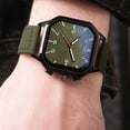 thumbnail image 6 of M Buder Men's Quartz Movement Leather Strap Stylish Retro Wristwatch for Daily Sports, Green (10.04 inches / 25.5 cm), 6 of 9