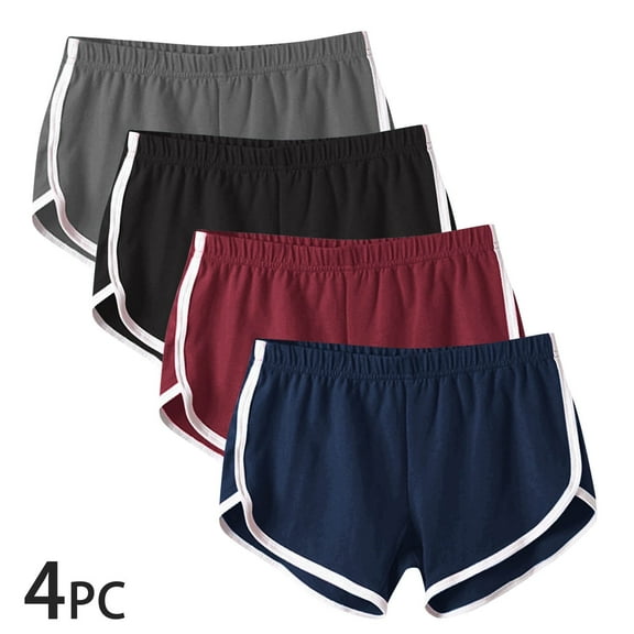 Elvqul Shorts for Women 4 Pack Trendy Running Pull on Multicolor Yoga Shorts for Women