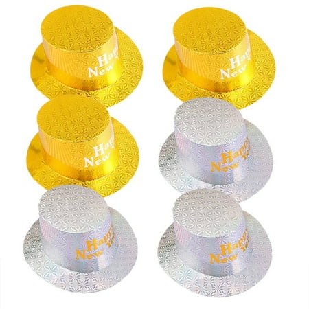 

NUOLUX 6PCS Paper Jazz Hat Props New Year Party Hats Decor Letter Printing Paper Caps Lovely Stage Performance Tophat Creative Headdress Party Cosplay Hat Props (Gold+Silver)