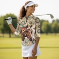 thumbnail image 4 of Uorisanigo Mandala Horse Women's Golf Shirt Soft Polyester Spandex Fabric Women's 3/4 Sleeve Athletic Golf Shirts Comfortable Fashion Zip Up Collar Tennis Tops Outing Wear Size S, 4 of 7