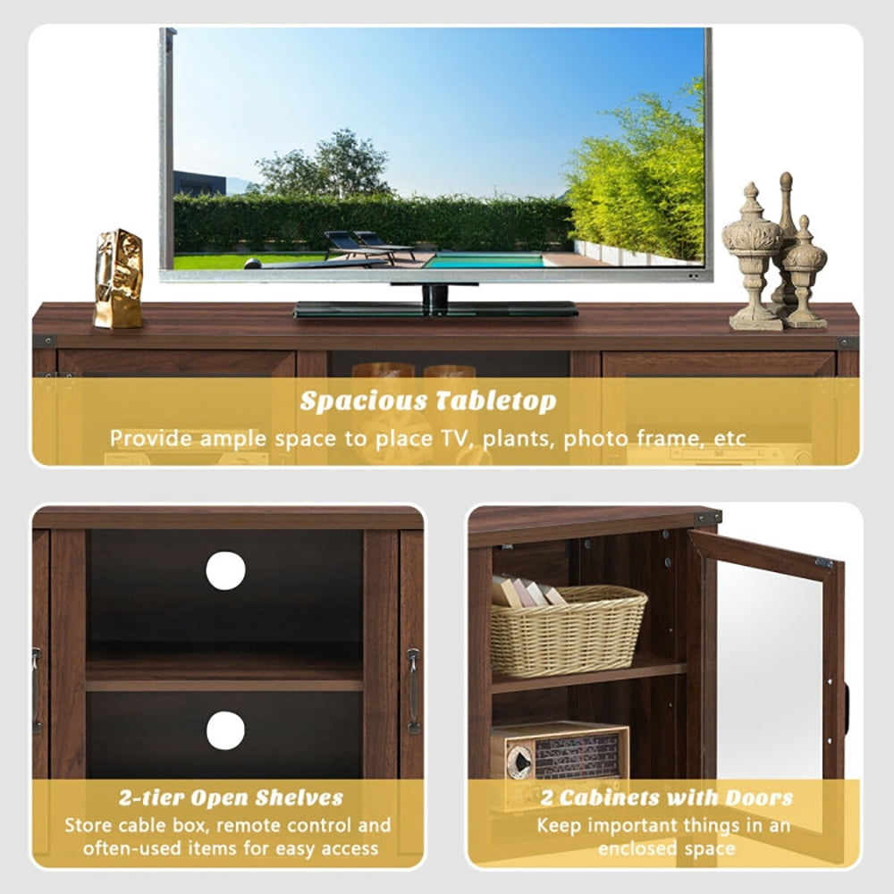 Finihen TV Stand, TV Cabinet, TV Stand Entertainment Center for TVs up to 65 Inch with Storage Cabinets, Media Entertainment Center with Storage, for Living Room, Bedroom, Walnut