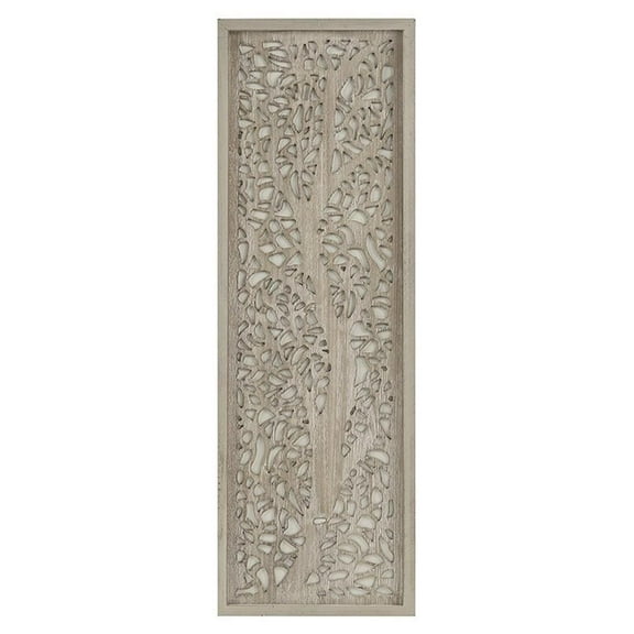 Pemberly Row Branches Carved Wood Panel Wall Decor in Natural