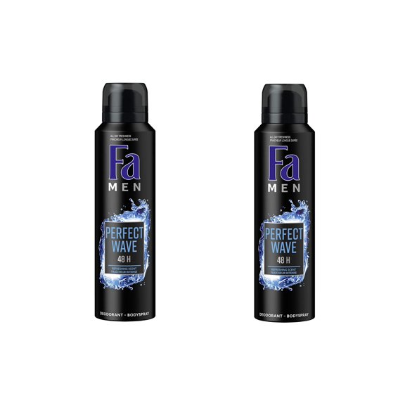2 Pack Of FA Men Perfect Wave Spray Deodorant 150ml (Refreshing Scent)