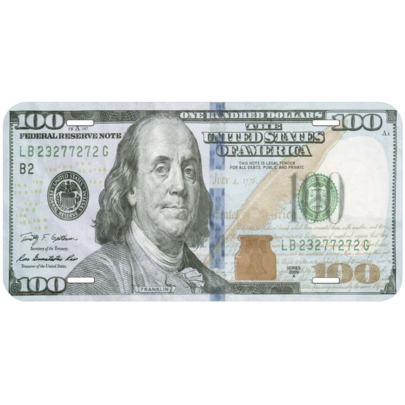Hundred Dollar Novelty Car Auto License Plate