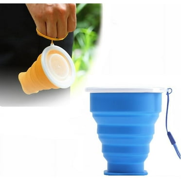Collapsible Travel Cup 6oz, Portable Foldable Drinking Mug with Lid, Leakproof Silicone Water Bottle for Outdoor