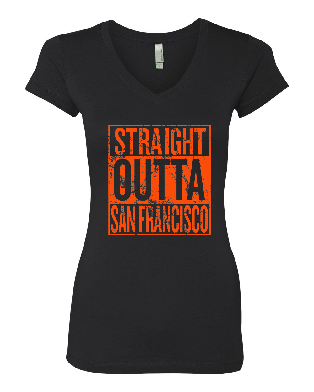 Straight Outta San Francisco SF Fan | Fantasy Baseball Fans | Womens Sports Slim Fit Junior V-Neck Tee, Black, Small - image 2 of 4