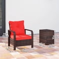 thumbnail image 2 of 3-Piece Wicker Patio Furniture Set with Cushions - Outdoor Bistro Set for Garden, Porch & Balcony | Grey & Red Rattan Conversation Set with Storage Table, 2 of 7