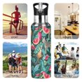 thumbnail image 7 of Yayeee 20oz Insulated Water Bottle Double Wall Stainless Steel with Flip Straw Lid, Green Tropical Pattern, 7 of 7