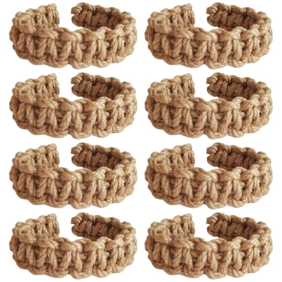8 Pcs Jute Curtain Tie Backs for Living Room, Boho Style Curtain Holdbacks with Wire, Adjustable, Natural Rustic Brown for Window Curtains