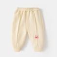 thumbnail image 3 of Odeerbi Infant Boys Girls Fleece Bloomers Pants Cotton Bloomers Diaper Cover Children's Winter Thermal Plush Jogger Pants Solid Color Print Warm Buttocks Pants Full Length Pants Beige, 3 of 3