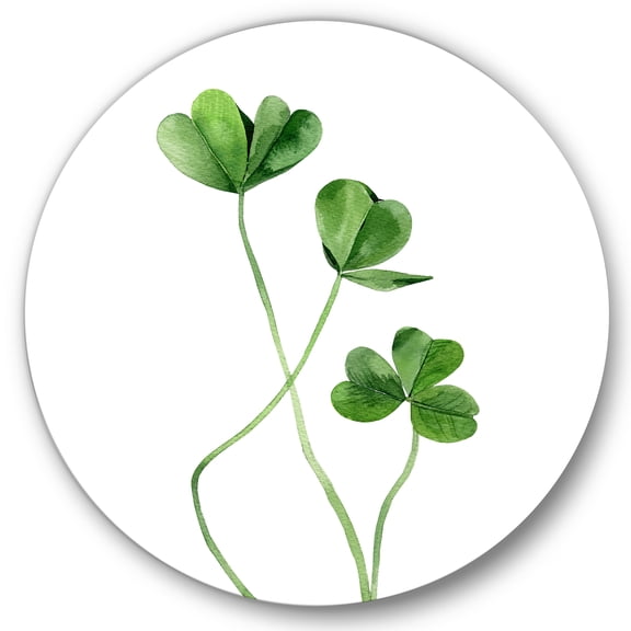 Designart 'Field Green Plant Detail Clover' Farmhouse Circle Metal Wall Art 36x36 - Disc of 36