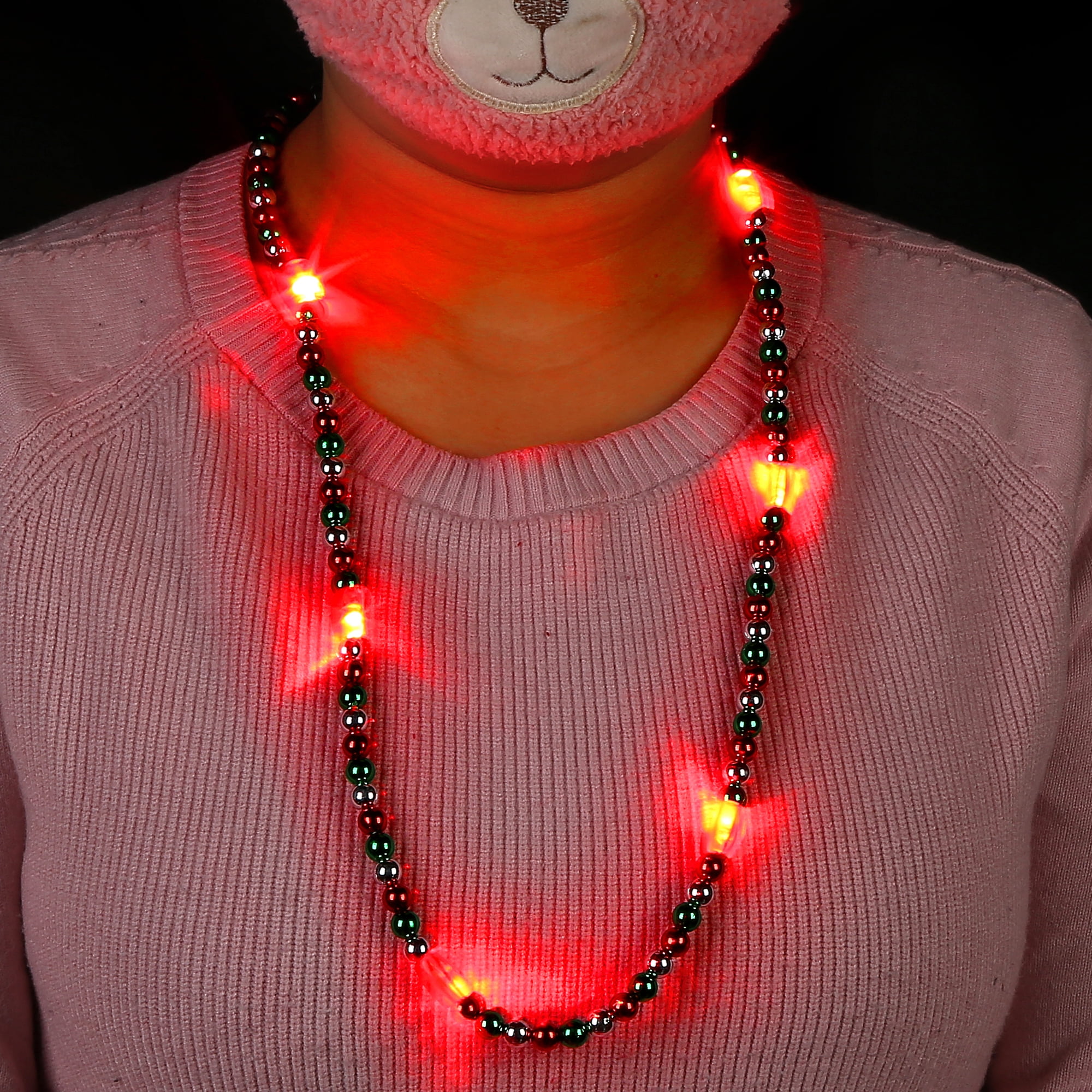 Fun Central BC908 34 Inch LED Christmas Beads Necklace, Light Up