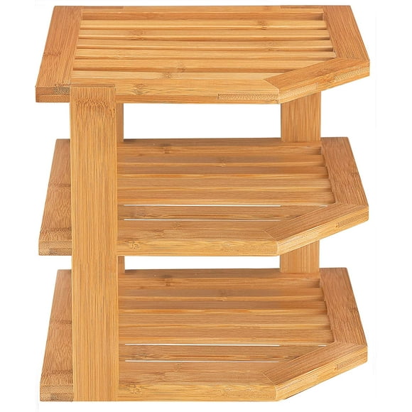 Bboo Corner Shelf Storage Organizer - 3 Tier Kitchen Corner Rack for Plates - Countertop, Cabinet & Pantry Organization