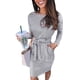 thumbnail image 1 of Vestido PRETTYGARDEN Ajustado con Cinturón y Bolsillos Gris Talla M, 1 of 5