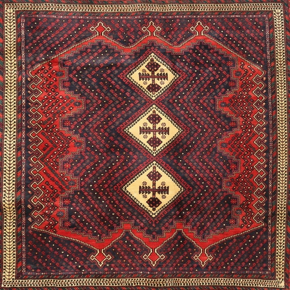 Ahgly Company Indoor Square Traditional Brown Persian Area Rugs, 3' Square