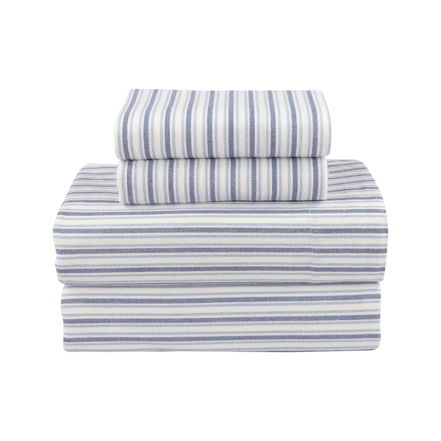 Mainstays 4-Piece Flannel Sheet Set, Blue Stripe, Queen