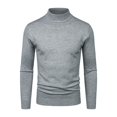 thumbnail image 4 of Mens Sweater - Solid Color Semi High Neck Slim Fit Pullover Knitted Sweater Jacket, Casual Business Style, Daily Office Wear, Trendy Design, Men's Clothing, 4 of 7