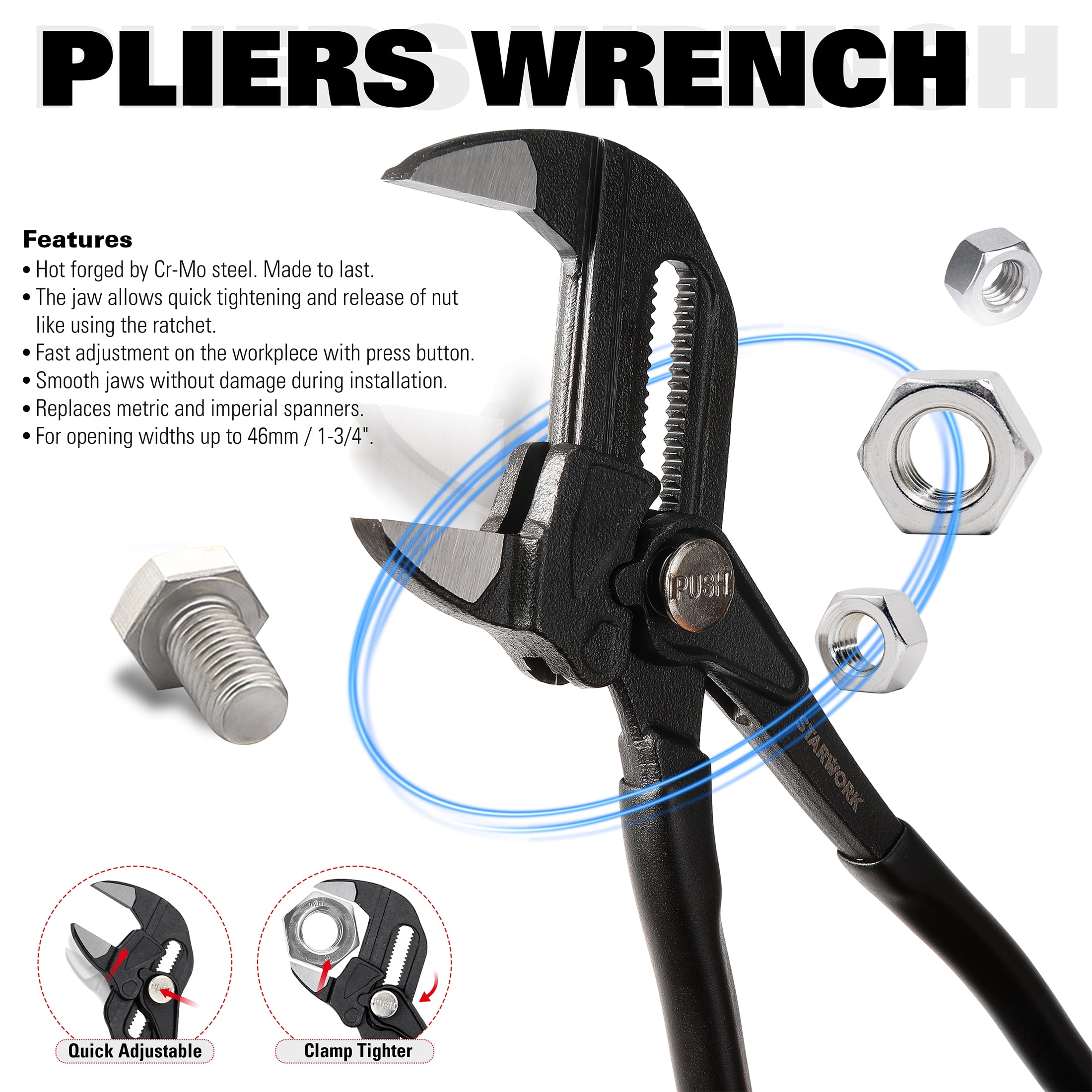 STARWORK TRUE MECHANIC™ 312-Piece Mechanics Tool Set and Socket Set, Professional【Pliers Wrench Version】 SAE/Metric