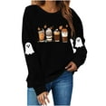 thumbnail image 2 of VKOYWKM Women's Halloween Graphic Sweatshirt Ghost Graphic Sweatshirts Crew Neck Pullover Long Sleeve Fall Party Tops Halloween Sweatshirts, 2 of 9