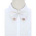 thumbnail image 4 of Men's Ribbon Leaf Pendant Pre-tied Bow Ties Necktie  Collar Fashion for School Uniform Wedding One Size Cream, 4 of 5