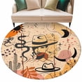 thumbnail image 2 of Western Cowboy Round Living Room Rugs 5 ft, Cactus Cowgirl Animal Leaf Sun Boho Washable Area Rug with Non-Slip Sturdy Edge Binding Round Carpet for Entryway Kitchen Bedroom Bathroom, 2 of 9