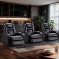 thumbnail image 6 of Bonzy Home Power Electric Recliner Chair Set of 3 with USB Ports and Cup Holders Leather Home Theater Seating, Living Room Chair Black, 6 of 6