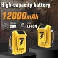 thumbnail image 2 of Paquete de 2 Baterías de Repuesto DCB206 DCB207 de 12000mAh para Dewalt 20V MAX 12.0Ah y Combo con Cargador DCB107 Compatible con Batería de Litio Dewalt 20V Serie DCB204 DCB200 DCB201 DCB203 (12.0Ah), 2 of 8