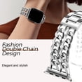 thumbnail image 4 of Compatible With Apple Watch Bands 42/44/45/49mm, Double Link Stainless Steel Strap Bracelet Metal Chain Jewelry Replacement for iWatch Series Ultra 9 8 7 6 5 4 3 2 1 SE, Silver, 4 of 8