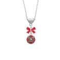 thumbnail image 2 of Delight Jewelry Silvertone Red Enamel Fire Department Medallion Red Bow Heart Necklace, 2 of 4