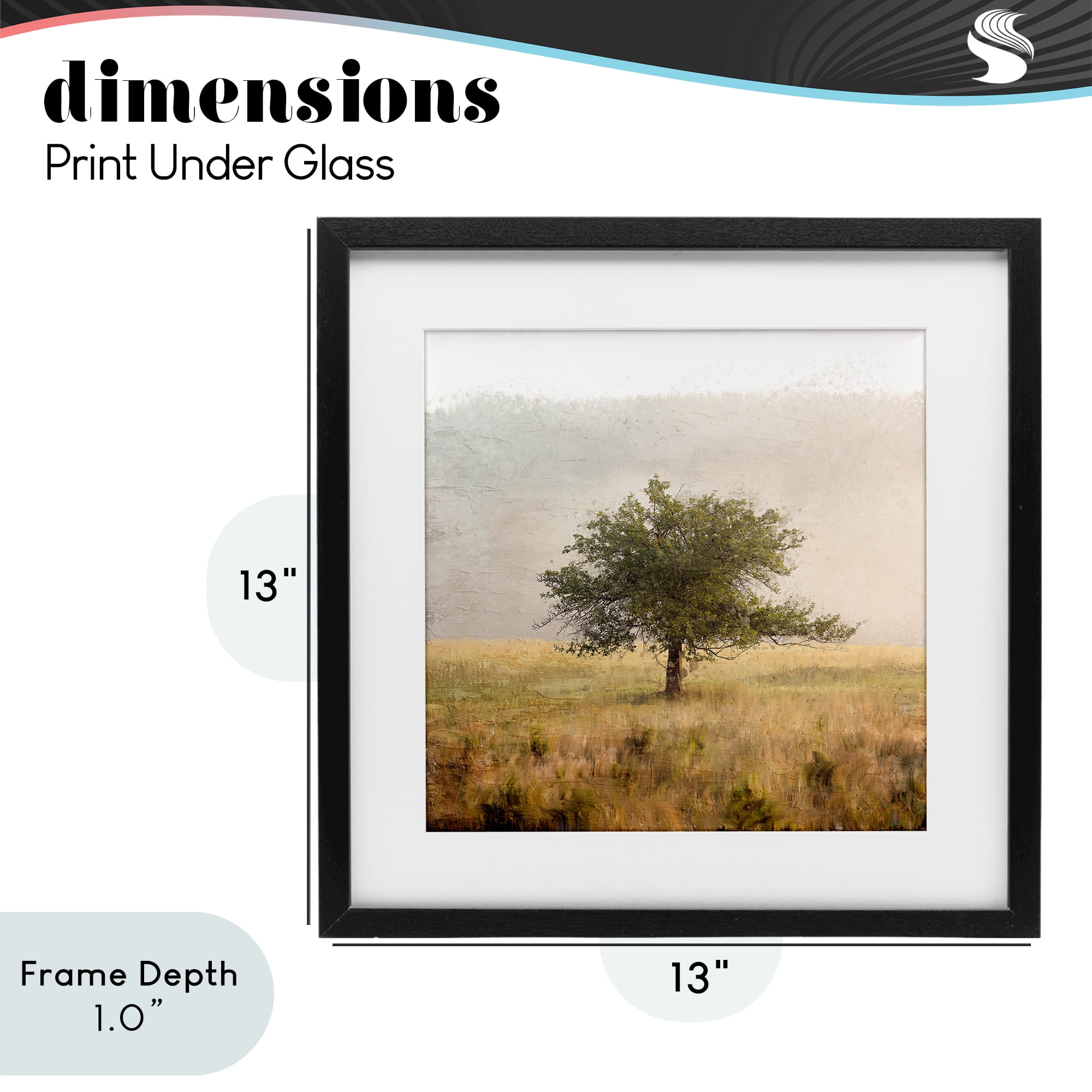 Stupell Industries Tree Alone in Golden Field Black Framed Print Under Glass, design by Anne Bailey