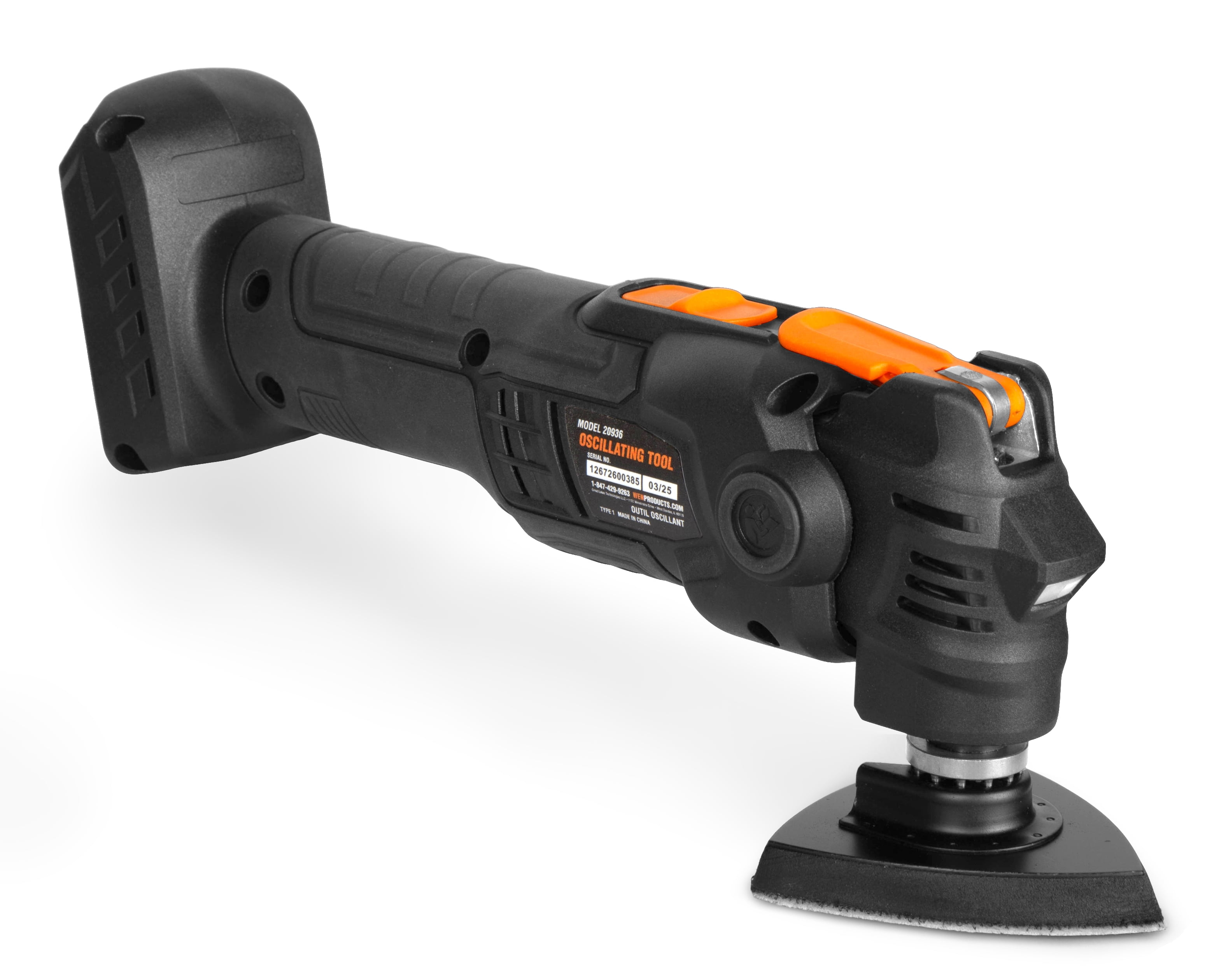 WEN 20V Max Cordless Brushless Variable Speed Multi-Function Oscillating Tool with Anti-Vibration System and Accessories (Tool Only - Battery Not Included) (20936BT)