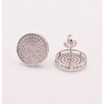 thumbnail image 2 of Men's Round CZ Stud Earrings Sterling Silver 925 Screw Back 14mm Unisex White, 2 of 2