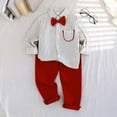 thumbnail image 2 of Nafuu Boys Outfits Set Long Sleeve Stripes Dress Shirt Solid Pants Outfit For Fall Season With Bow Tie Classic Vacation Toddler Boy Sets,Red,2-3 Years, 2 of 9