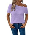thumbnail image 2 of Ichuanyi Women’s Summer Tops Casual V Neck T Shirts Short Sleeve Loose Fit Button Front Blouse Tunic Tops for Women, 2 of 6