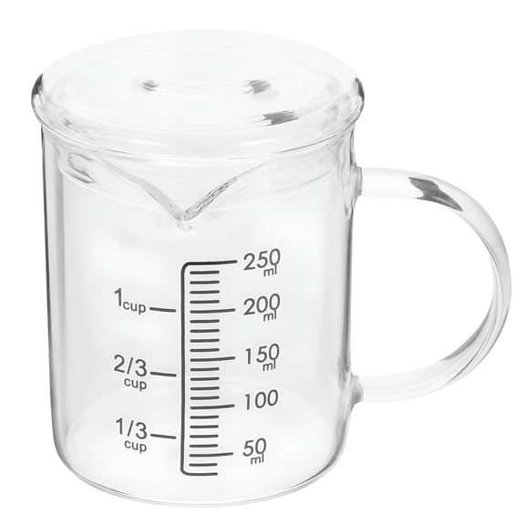ACDANC 250ml Glass Measuring Cup with Lid and Handle for Cooking and Baking