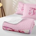 thumbnail image 4 of Manfei Pink Watercolor Bow Letter J Twin Quilt Set for Girls, Cute Initial Bows Twin Coverlet Set, 4 of 7
