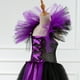 thumbnail image 4 of Disfraz de bruja maléfica de Disney para Halloween, disfraz de reina demonio para niños, vestido de lujo con cola para niñas, vestido glamoroso negro, ropa con tutú, 4 of 5
