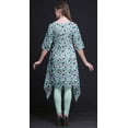 thumbnail image 5 of Bimba Green Artistic Printed Asymmetrical Kurti Tops for Women Indian Summer Dress Tunic XX-Large, 5 of 6