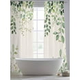 thumbnail image 5 of Vintage Sheer Curtains 84 Inch Long 2 Panels, Watercolor Eucalyptus Leaf Country Linen Background Light Filtering Rod Pocket Semi Sheer Curtains, Sheer Voile Drapes for Living Room Bedroom, 52"x84", 5 of 5