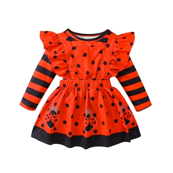 CPNG Newborn Baby Girls Suspender Skirt Outfit Long Sleeve Striped Romper and Polka Dot Suspender Skirt with Headband 3 Piece Set