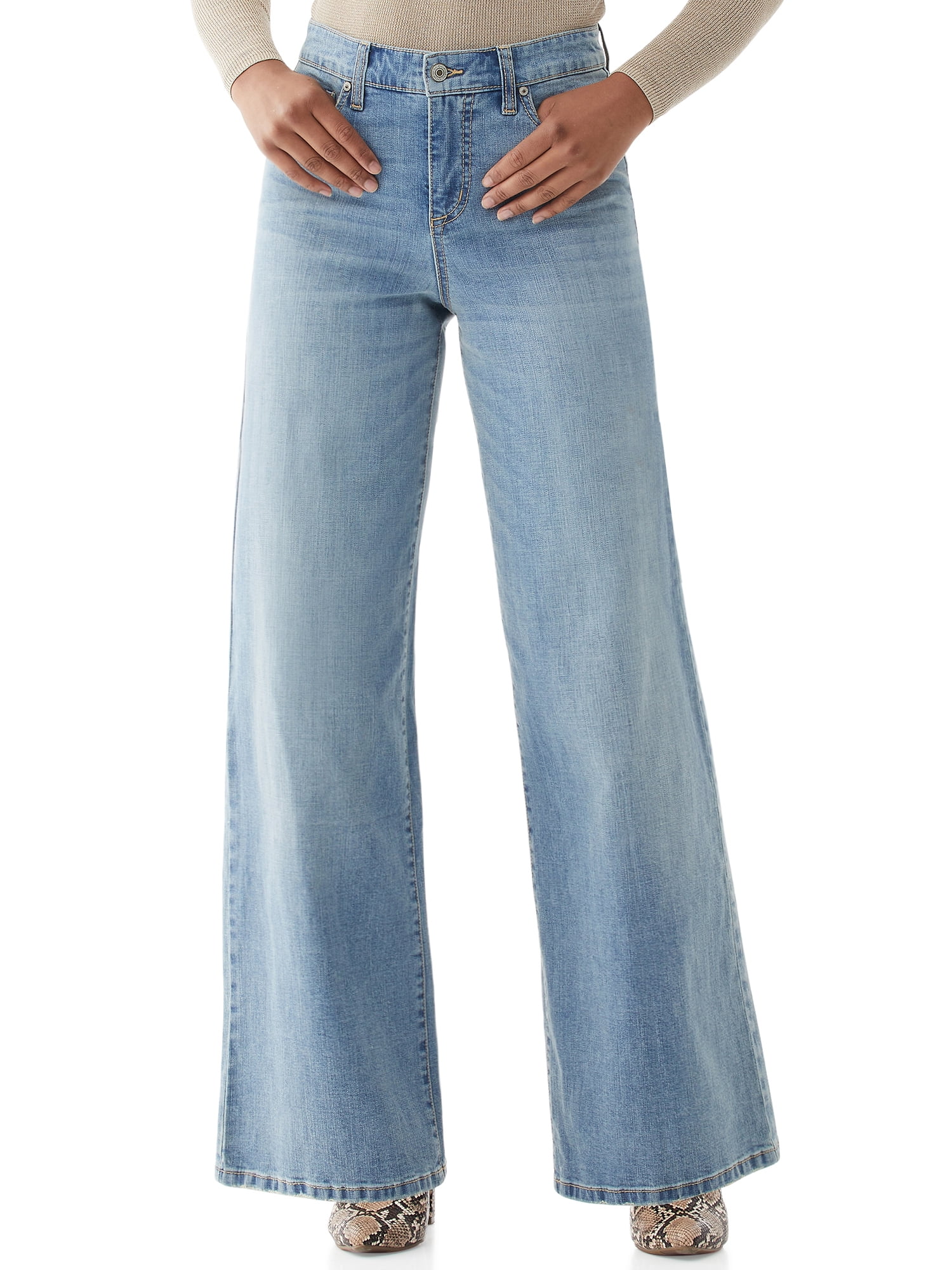 Scoop - Scoop Women’s Super Wide Leg Jeans - Walmart.com - Walmart.com