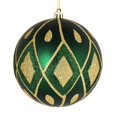 thumbnail image 1 of Vickerman N188174D 4.75 in. Midnight Green Matte Ball Ornament with Glitter Diamond Pattern  4 per Pack, 1 of 1