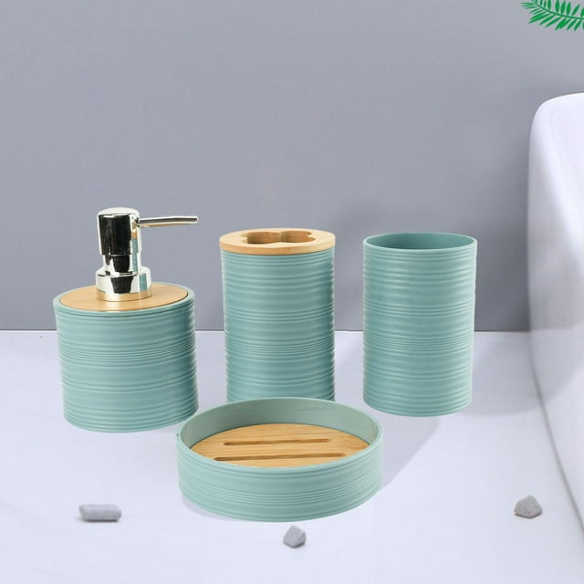 Juego de accesorios de baño perfecl 4 piezas Dispensador azul