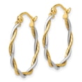 thumbnail image 2 of Primal Gold 14K Two Tone Gold 1.8mm Twisted Hoop Earrings, 2 of 4