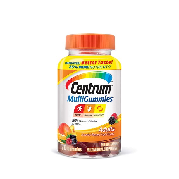 4 Pack Centrum Adult MultiVitamin GlutenFree Supplement Gummies 70