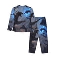 thumbnail image 2 of Rateoe Black And Blue Lightning Dragon Pattern Womens Pajamas Set Long Sleeve Sleepwear Button Down Nightwear Soft Cotton Pj Lounge Sets, 2 of 9